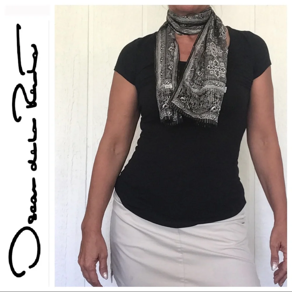 OSCAR DE LA RENTA SILK NECK HAIR BAG SCARF